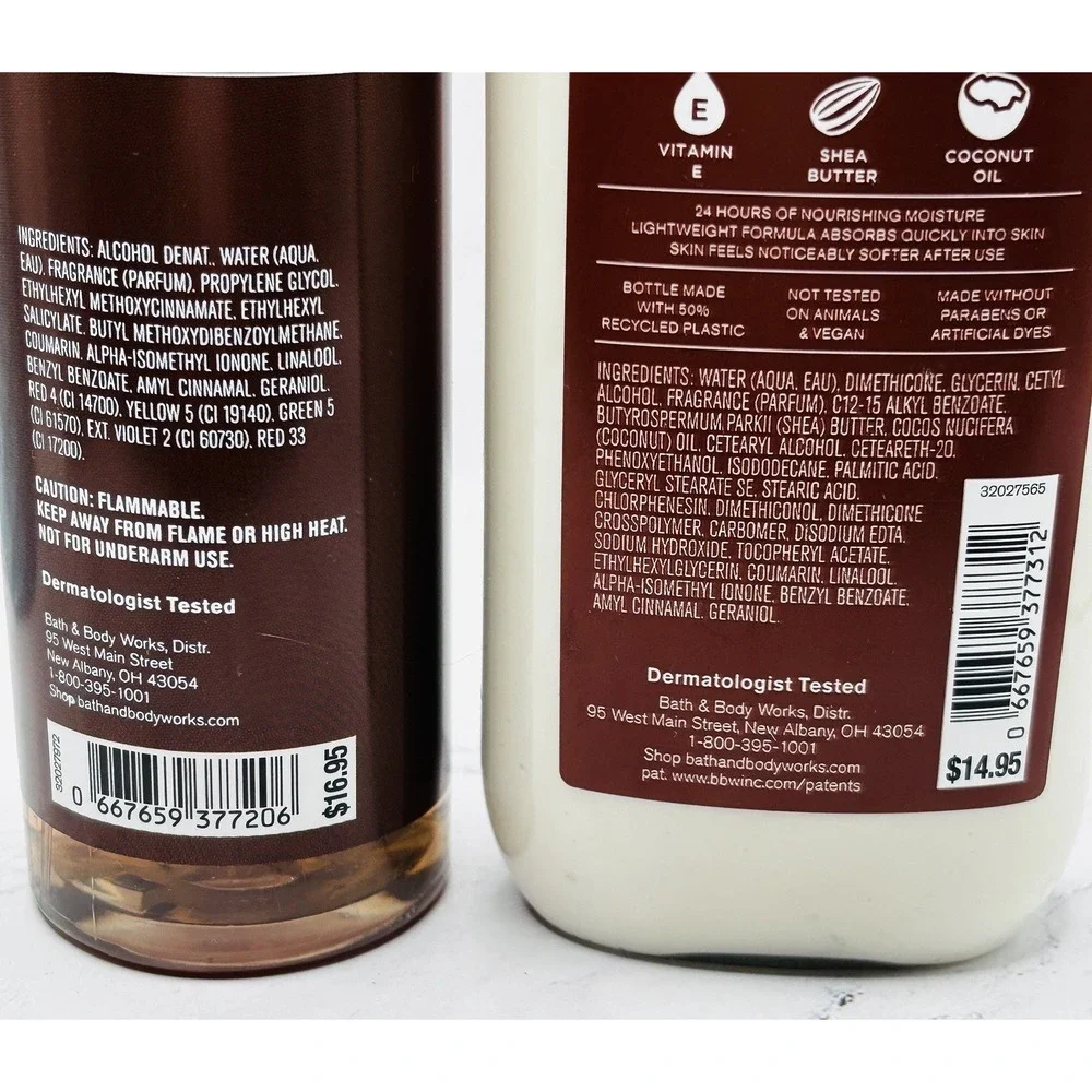 Bath & Body Works CHOCOLATE AMBER Body Mist & Lotion 2PC Set